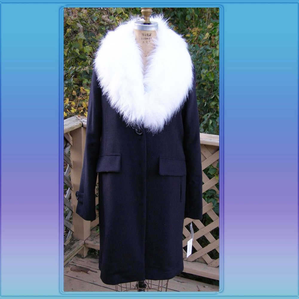 NEW Derek Lam 10 Crosby NAVY Wool blend coat sz M